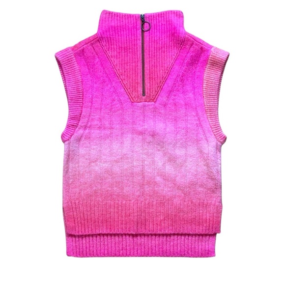 By Anthropologie Ombre Half-Zip Sweater Vest Womens Size Small Ombre Pink - Picture 2 of 7